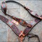 S8 HILASON WESTERN LEATHER HORSE ONE EAR HEADSTALL BREAST COLLAR BUTTERFLY BROWN