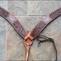 S8 HILASON WESTERN LEATHER HORSE ONE EAR HEADSTALL BREAST COLLAR BUTTERFLY BROWN