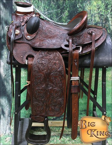 WD005ADB 16" HILASON BIG KING WESTERN WADE RANCH ROPING COWBOY TRAIL SADDLE