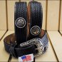 34 inch JUSTIN ROUND EM UP TOOLED WESTERN LEATHER BELT BLACK MADE IN THE USA
