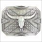 M&F WESTERN NOCONA MENS SILVERTONE SQUARE BELT BUCKLE WITH STEER SKULL
