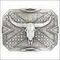 M&F WESTERN NOCONA MENS SILVERTONE SQUARE BELT BUCKLE WITH STEER SKULL