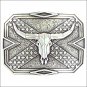 M&F WESTERN NOCONA MENS SILVERTONE SQUARE BELT BUCKLE WITH STEER SKULL