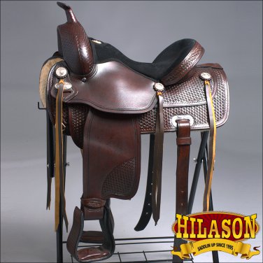 TO106ADB HILASON TREELESS WESTERN LEATHER TRAIL BARREL RACING SADDLE 16" 17"