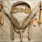 V1 HILASON WESTERN CHEETAH LEOPARD LEATHER HORSE HEADSTALL BRIDLE BREAST COLLAR