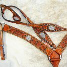 HILASON WESTERN LEATHER ONE EAR HORSE HEADSTALL BREAST COLLAR BLING INLAY