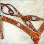HILASON WESTERN LEATHER ONE EAR HORSE HEADSTALL BREAST COLLAR BLING INLAY