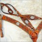 HILASON WESTERN LEATHER ONE EAR HORSE HEADSTALL BREAST COLLAR BLING INLAY