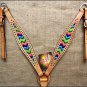 HILASON WESTERN LEATHER HORSE BREAST COLLAR TAN AZTEC INLAY