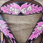 HILASON WESTERN LEATHER HEADSTALL BREAST COLLAR BLACK HAND PAINT DICE & FLAMES