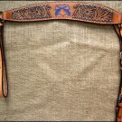 HILASON WESTERN LEATHER BROWN INLAY BREAST COLLAR TAN BLUE CROSS GUN