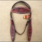 HILASON WESTERN LEATHER HORSE BRIDLE HEADSTALL MAHOGANY W/ BLACK INLAY