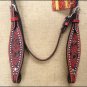 HILASON WESTERN LEATHER HORSE BRIDLE HEADSTALL MAHOGANY W/ BLACK INLAY