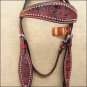 HILASON WESTERN LEATHER HORSE BRIDLE HEADSTALL MAHOGANY W/ BLACK INLAY