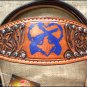 HILASON WESTERN LEATHER BROWN INLAY HEADSTALL BRIDLE TAN BLUE CROSS GUN