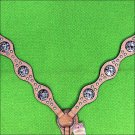 HILASON WESTERN LEATHER HORSE BREAST COLLAR TAN CROSS GUN CONCHOS