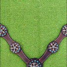 HILASON WESTERN LEATHER HORSE BREAST COLLAR DARK BROWN FLORAL CONCHO