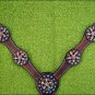 HILASON WESTERN LEATHER HORSE BREAST COLLAR DARK BROWN FLORAL CONCHO