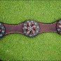HILASON WESTERN LEATHER HORSE BREAST COLLAR DARK BROWN FLORAL CONCHO
