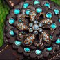HILASON WESTERN LEATHER HORSE BREAST COLLAR DARK BROWN FLORAL CONCHO
