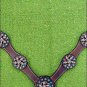 HILASON WESTERN LEATHER HORSE BREAST COLLAR DARK BROWN FLORAL CONCHO