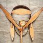S515 HILASON WESTERN LEATHER HORSE BRIDLE HEADSTALL BREAST COLLAR TAN