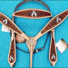 HILASON WESTERN LEATHER HORSE BRIDLE HEADSTALL BREAST COLLAR CROSS GUN CONCHOS