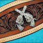 HILASON WESTERN LEATHER HORSE BRIDLE HEADSTALL BREAST COLLAR CROSS GUN CONCHOS