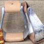 HILASON ENGRAVED LEATHER ALUMINUM SILVER WESTERN HORSE SADDLE STIRRUPS 3 IN.