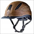 LARGE TROXEL LOW PROFILE CHENYENNE BROWN WESTERN RIDING HELMET W/ LEATHER FINISH