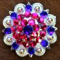 C26 SET OF 2 BLUE PINK CRYSTAL 1-1/4in BERRY CONCHO RHINESTONE HEADSTALL SADDLE