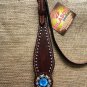 F46 HILASON LEATHER WESTERN HORSE BRIDLE HEADSTALL BROWN TURQUOISE BERRY CONCHO