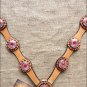 S502 HILASON WESTERN LEATHER HORSE BREAST COLLAR TAN W/ PINK CONCHOS