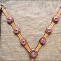 S502 HILASON WESTERN LEATHER HORSE BREAST COLLAR TAN W/ PINK CONCHOS