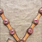 S502 HILASON WESTERN LEATHER HORSE BREAST COLLAR TAN W/ PINK CONCHOS