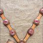 S502 HILASON WESTERN LEATHER HORSE BREAST COLLAR TAN W/ PINK CONCHOS