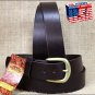 32IN. BROWN 1.5in CASUAL PLAIN STRAP LEATHER BELT MADE IN USA