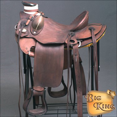 WD085OLWALBK-F HILASON BIG KING WESTERN WADE RANCH ROPING COWBOY TRAIL SADDLE 15
