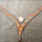 HILASON WESTERN LEATHER HORSE BREAST COLLAR TAN W/ TURQUOISE HAND PAINT INLAY