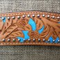 HILASON WESTERN LEATHER HORSE BREAST COLLAR TAN W/ TURQUOISE HAND PAINT INLAY