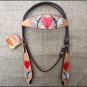 HILASON WESTERN LEATHER BRIDLE HEADSTALL TAN W/ CROSS GUN HEART
