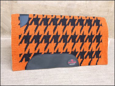 FEP247  HILASON WESTERN NEW ZEALAND WOOL HORSE SADDLE BLANKET ORANGE BLACK