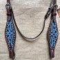 HILASON WESTERN LEATHER HORSE BRIDLE HEADSTALL DARK BROWN TURQUOISE HAND PAINT
