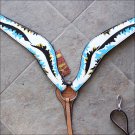 HILASON WESTERN LEATHER HORSE BREAST COLLAR HAND PAINT INDIAN FEATHER