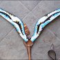 HILASON WESTERN LEATHER HORSE BREAST COLLAR HAND PAINT INDIAN FEATHER
