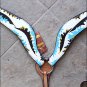 HILASON WESTERN LEATHER HORSE BREAST COLLAR HAND PAINT INDIAN FEATHER
