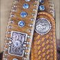 46 INCH WESTERN MEN NOCONA CONCHOS NATURAL BASKET STAMP LEATHER BELT