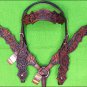 HILASON WESTERN LEATHER HORSE BRIDLE HEADSTALL BREAST COLLAR MAHOGANY HAND TOOL
