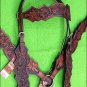 HILASON WESTERN LEATHER HORSE BRIDLE HEADSTALL BREAST COLLAR MAHOGANY HAND TOOL