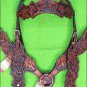 HILASON WESTERN LEATHER HORSE BRIDLE HEADSTALL BREAST COLLAR MAHOGANY HAND TOOL